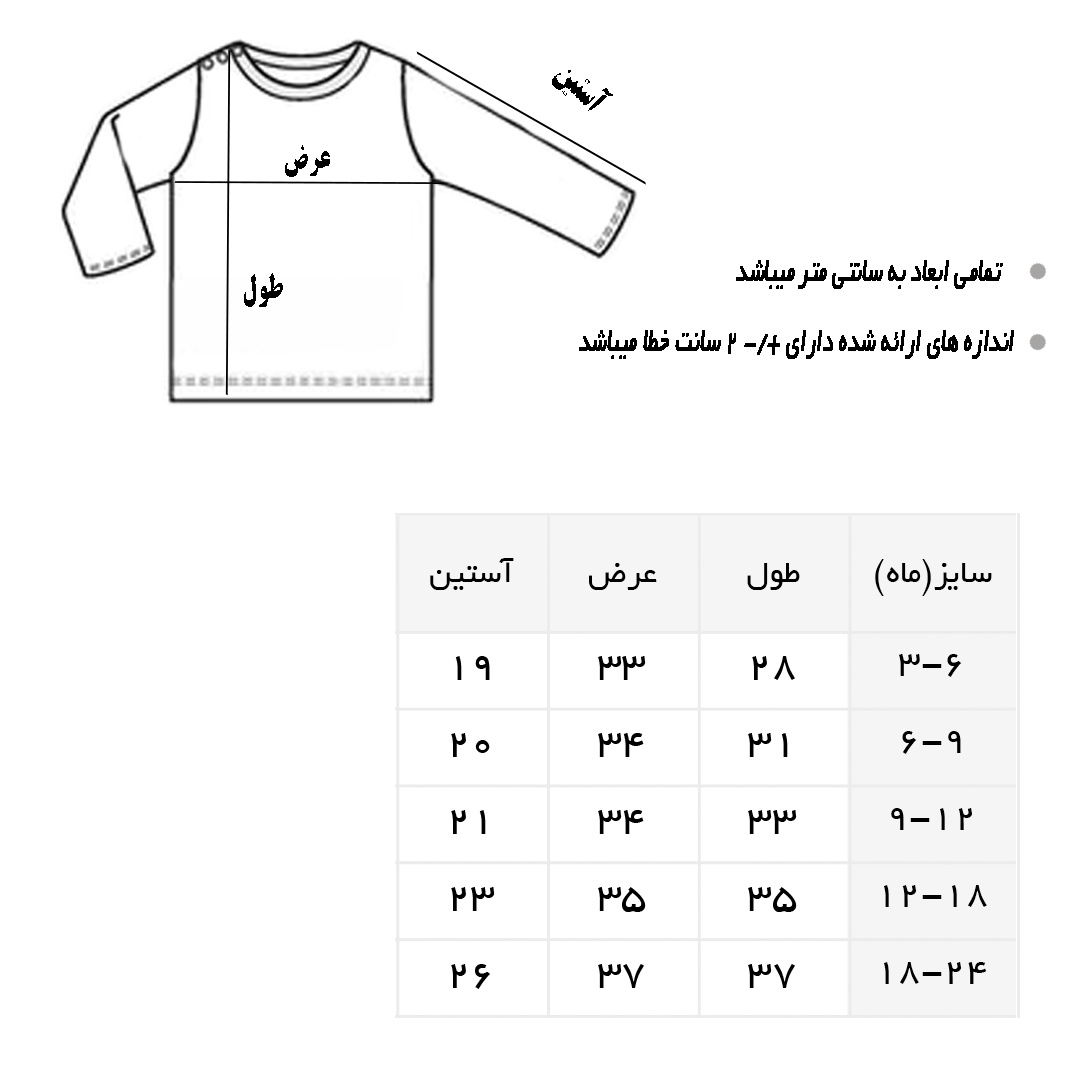 جدول سایز بندی