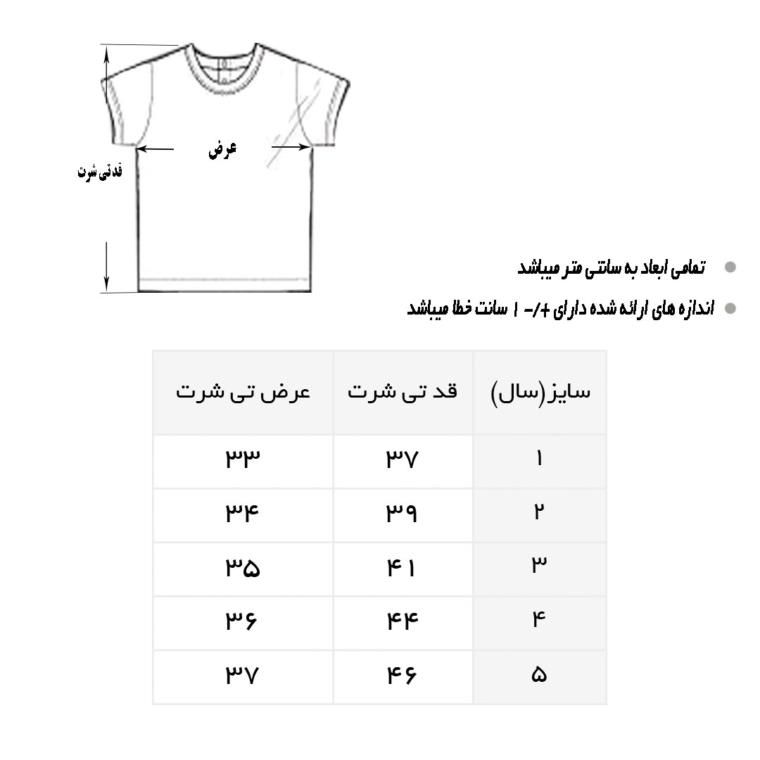 جدول سایز بندی