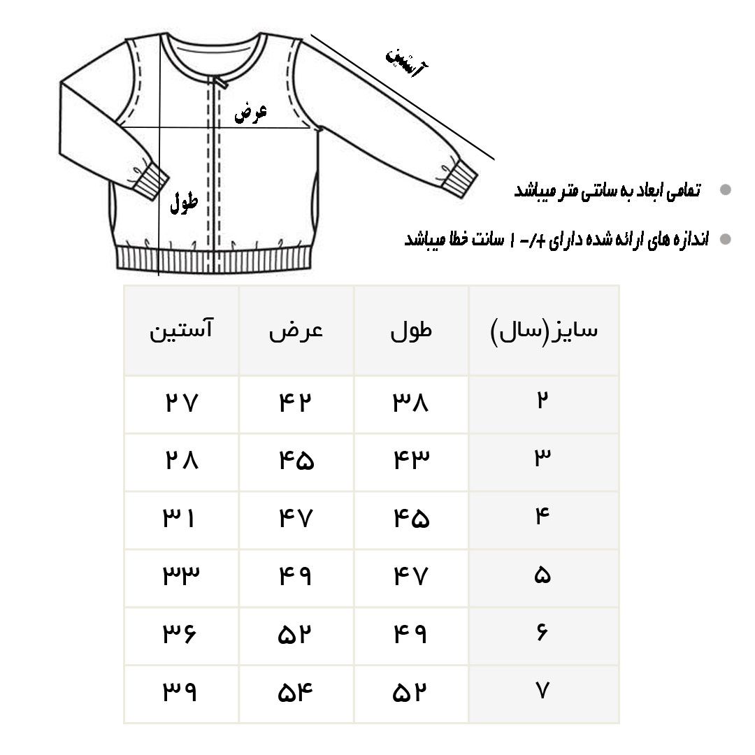 جدول سایز بندی
