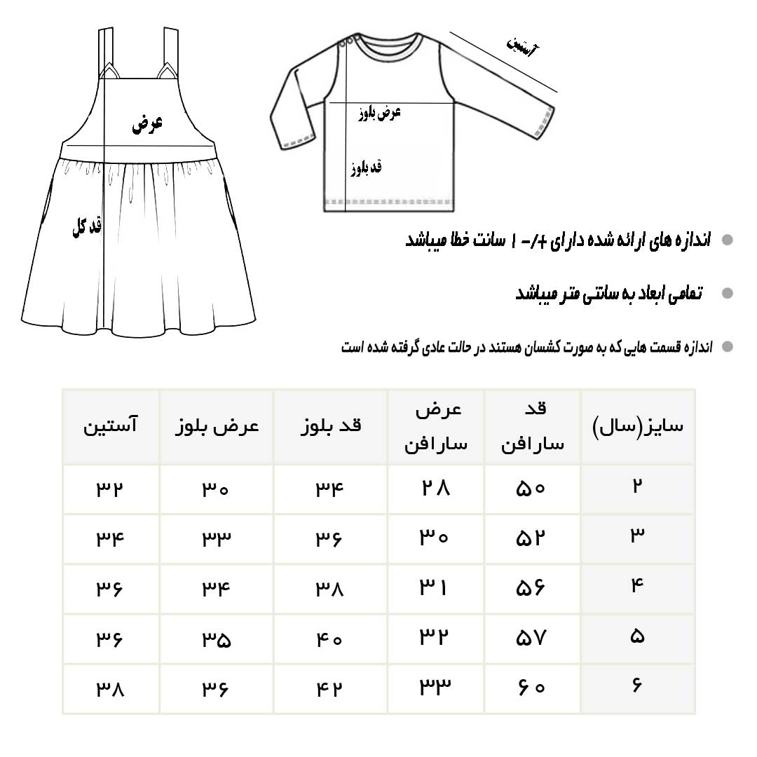جدول سایز بندی