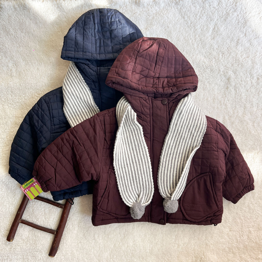 ست کاپشن شمعی و شال گردن طرح دوخت