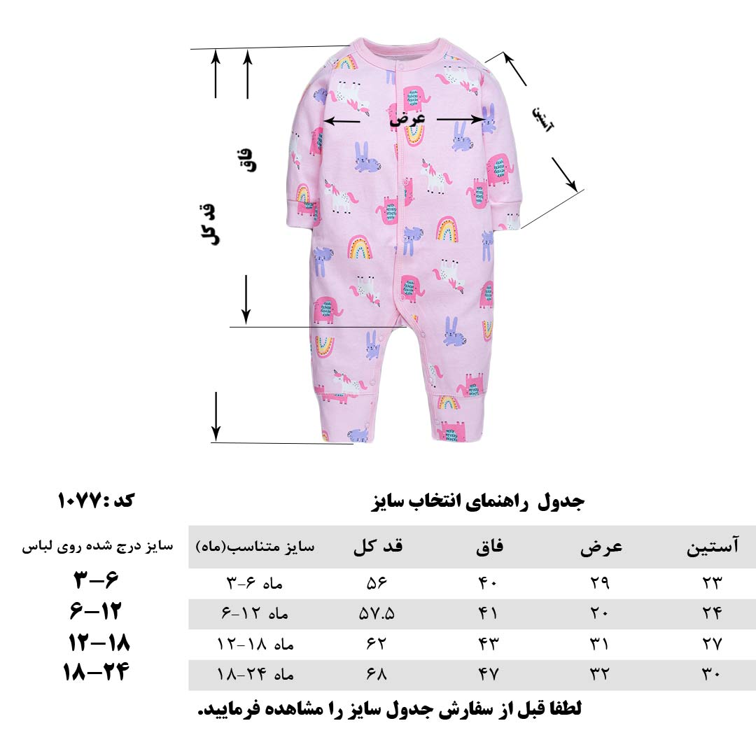 جدول سایز بندی
