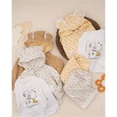 ست سه تکه کد 7443 سویشرت، شلوار و بلوز طرح گل گیپوری