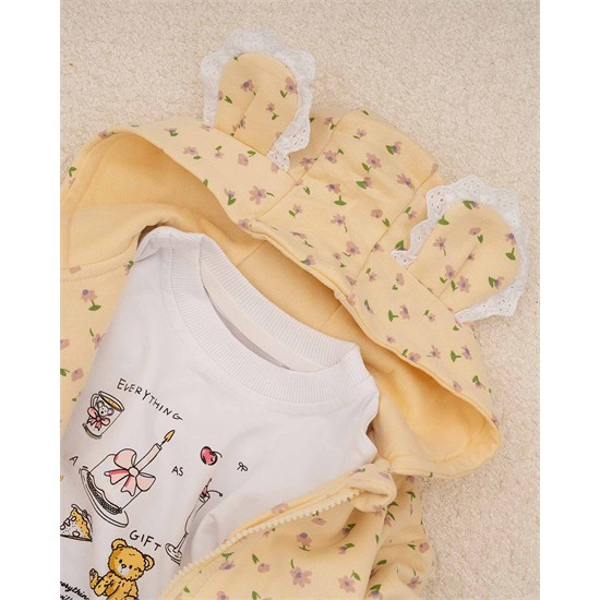 ست سه تکه سويشرت، شلوار و بلوز طرح گل گيپوري