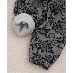 ست هودی و شلوار طوسی گل گلی کد 7449