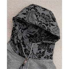 ست هودی و شلوار طوسی گل گلی کد 7449