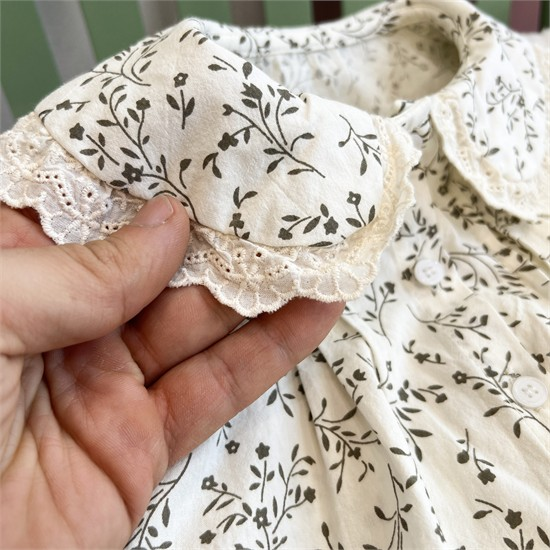 شومیز مجلسی کرم گل طوسی