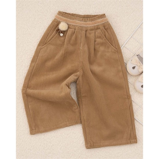 شلوار بگ استايل مخمل کبريتي شتري خرگوش