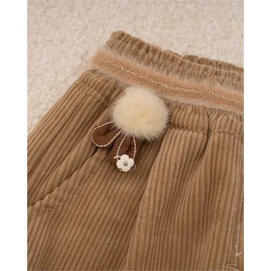 شلوار بگ استايل مخمل کبريتي شتري خرگوش