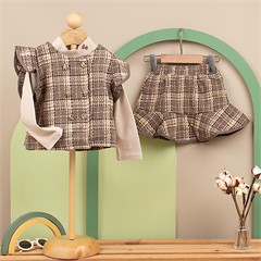 ست سه تکه مجلسی کد 6084 ژیله + بلوز + دامن