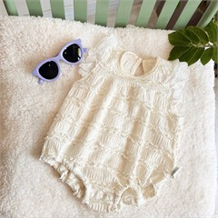 سارافن زیردکمه مجلسی کرم پلیسه دار دخترانه