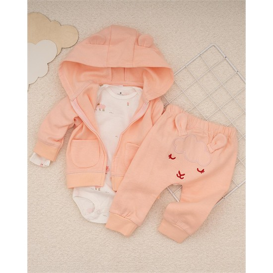 ست سه تکه کد 7510 سویشرت، شلوار و بادی طرح جنگل