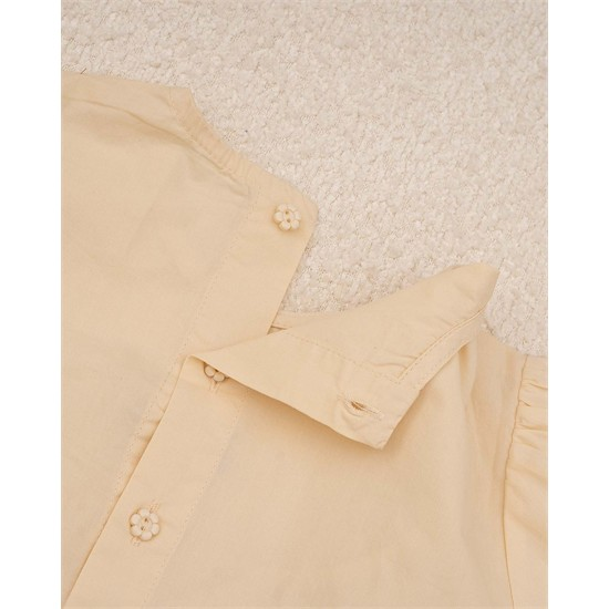 پيراهن نخي کرم طرح سه گل