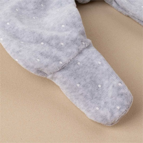 سرهمی جورابدار مخمل طوسی جغد کد 2821