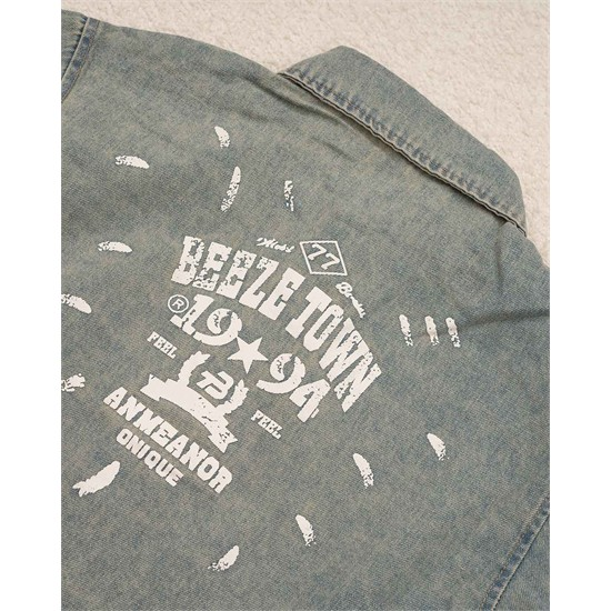 شومیز جین طرح نوشته کد 7470