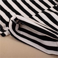 شلوارک پیشبندی نخی راه راه مشکی کد 2990