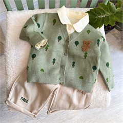 ست سه تکه ژاکت، شومیز و شلوار طرح درخت پسرانه