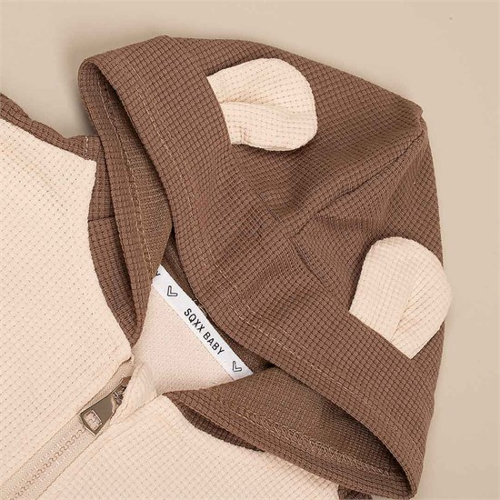 ست سه تکه کد 3917 سویشرت+ شلوار + بادی بگ کرم طرح تدی