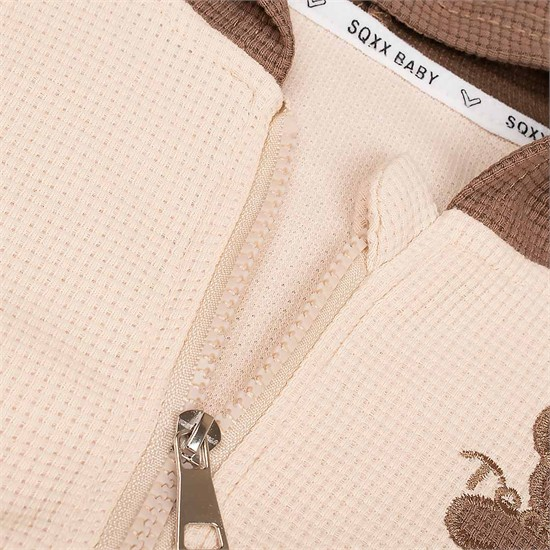 ست سه تکه کد 3917 سویشرت+ شلوار + بادی بگ کرم طرح تدی