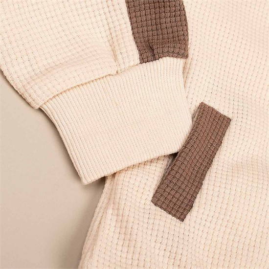 ست سه تکه کد 3917 سویشرت+ شلوار + بادی بگ کرم طرح تدی