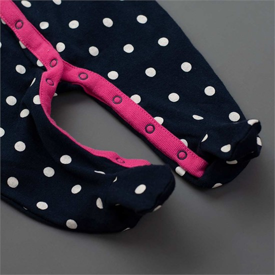 سرهمي جورابدار سرمه اي طرح خال سفيد