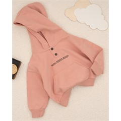 هودی صورتی دو دکمه کد 7462 پسرانه و دخترانه