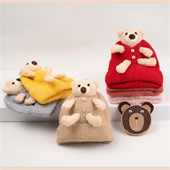 کلاه تک بافت طرح عروسک تدی کد 3008