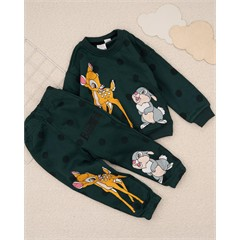 ست دورس و شلوار داخل کرک سبز خال خال آهو کد 7488 دخترانه