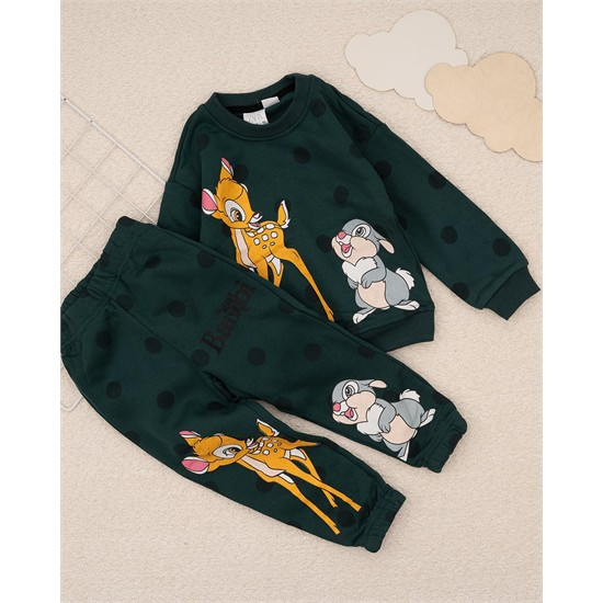 ست دورس و شلوار داخل کرک سبز خال خال آهو کد 7488