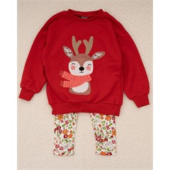 ست دورس و لگ قرمز گوزن کد 7499 دخترانه