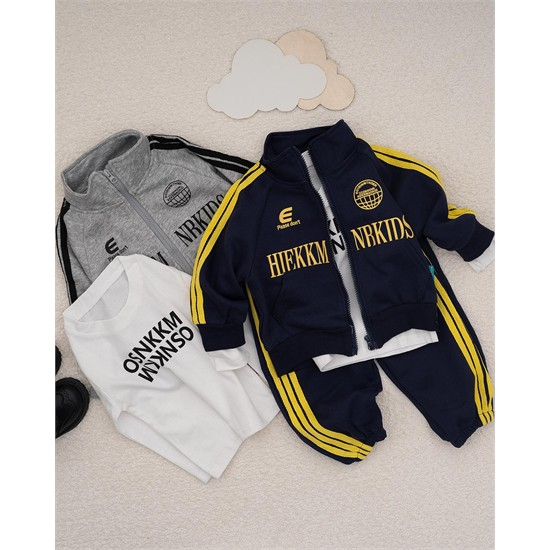 ست سه تکه کد 7481 سویشرت، شلوار و بلوز طرح نوشته انگلیسی