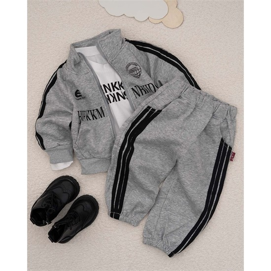 ست سه تکه کد 7481 سویشرت، شلوار و بلوز طرح نوشته انگلیسی