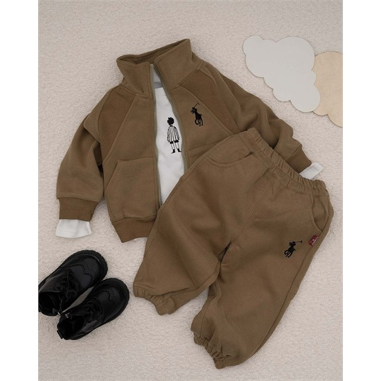 ست سه تکه کد 7480 سویشرت، شلوار و بلوز طرح Polo 