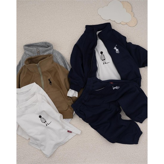 ست سه تکه کد 7480 سویشرت، شلوار و بلوز طرح Polo 