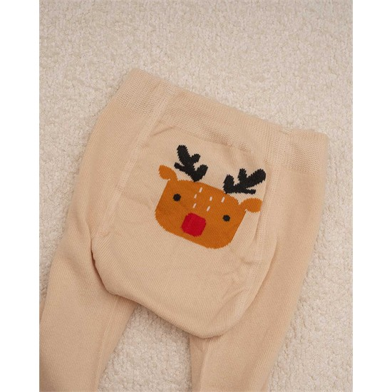 ست پيراهن کبريتي و جوراب شلواري طرح گوزن