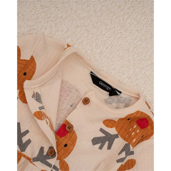 ست پيراهن کبريتي و جوراب شلواري طرح گوزن