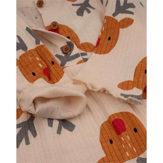 ست پيراهن کبريتي و جوراب شلواري طرح گوزن