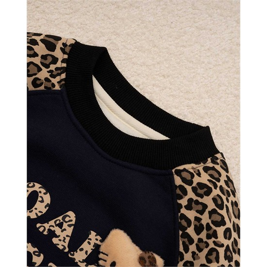 دورس تک سرمه اي آستين پلنگي