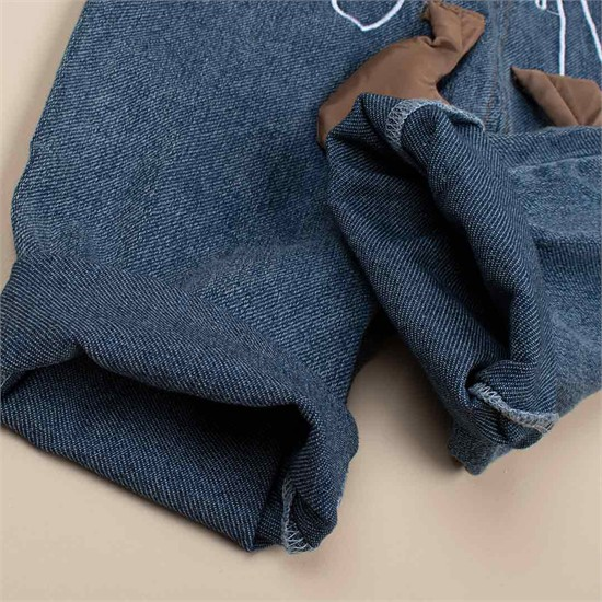 ست دو تکه شلوار پيشبندي جين + بلوز