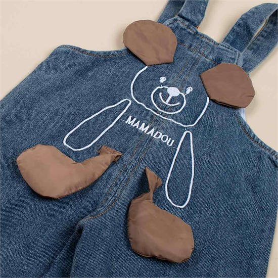 ست دو تکه شلوار پيشبندي جين + بلوز