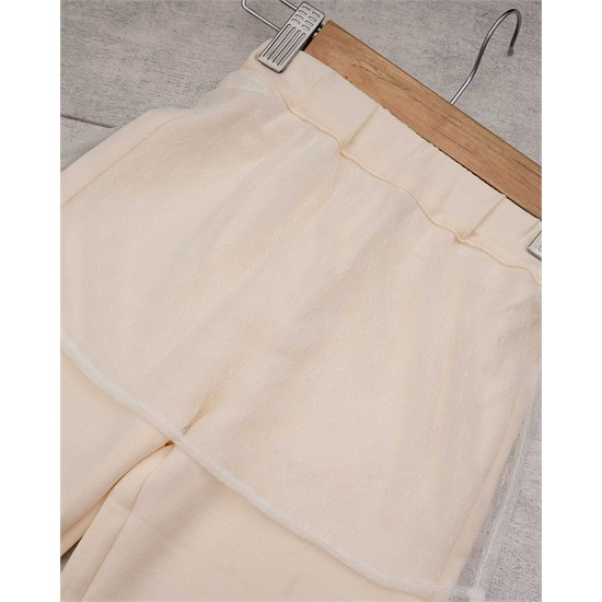 ست سويشرت و شلوار شيري تور دار