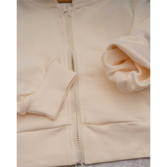 ست سويشرت و شلوار شيري تور دار