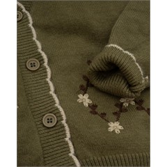 ژاکت بافت زیتونی گلدوزی کد 7424