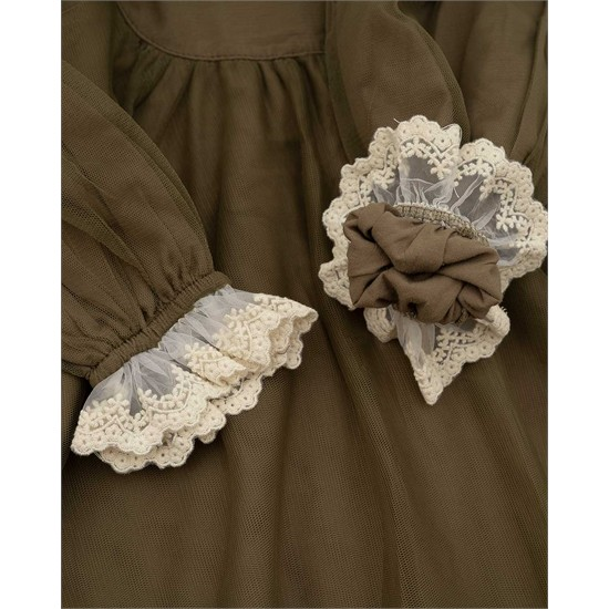 پيراهن سبز يقه گيپور