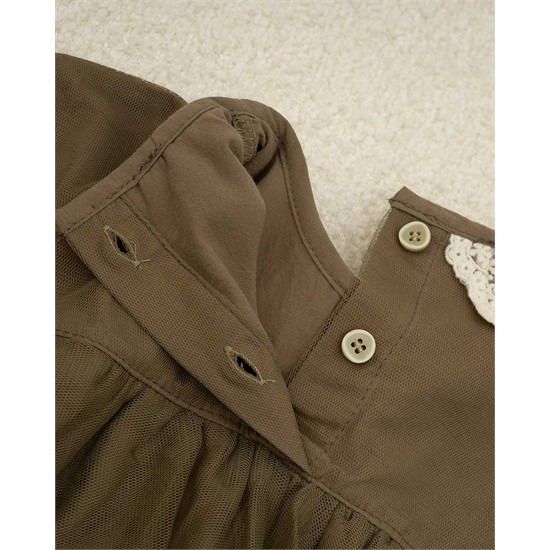 پيراهن سبز يقه گيپور