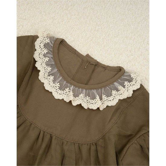 پيراهن سبز يقه گيپور