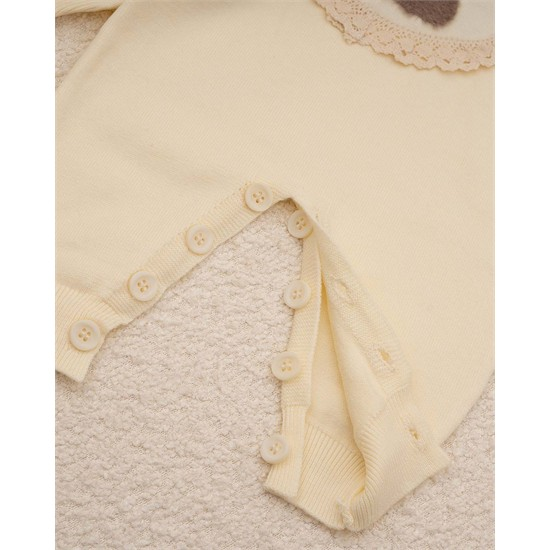 سرهمی بی جوراب بافت کرم طرح خرگوش کد 7474