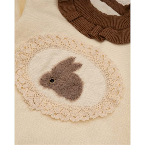 سرهمی بی جوراب بافت کرم طرح خرگوش کد 7474