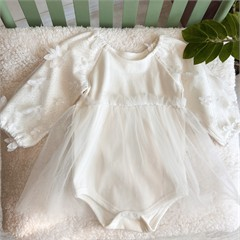 پیراهن زیردکمه مجلسی سفید آستین گل دخترانه