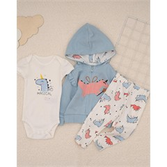 ست سه تکه کد 7508 سویشرت، شلوار و بادی طرح رنگارنگ